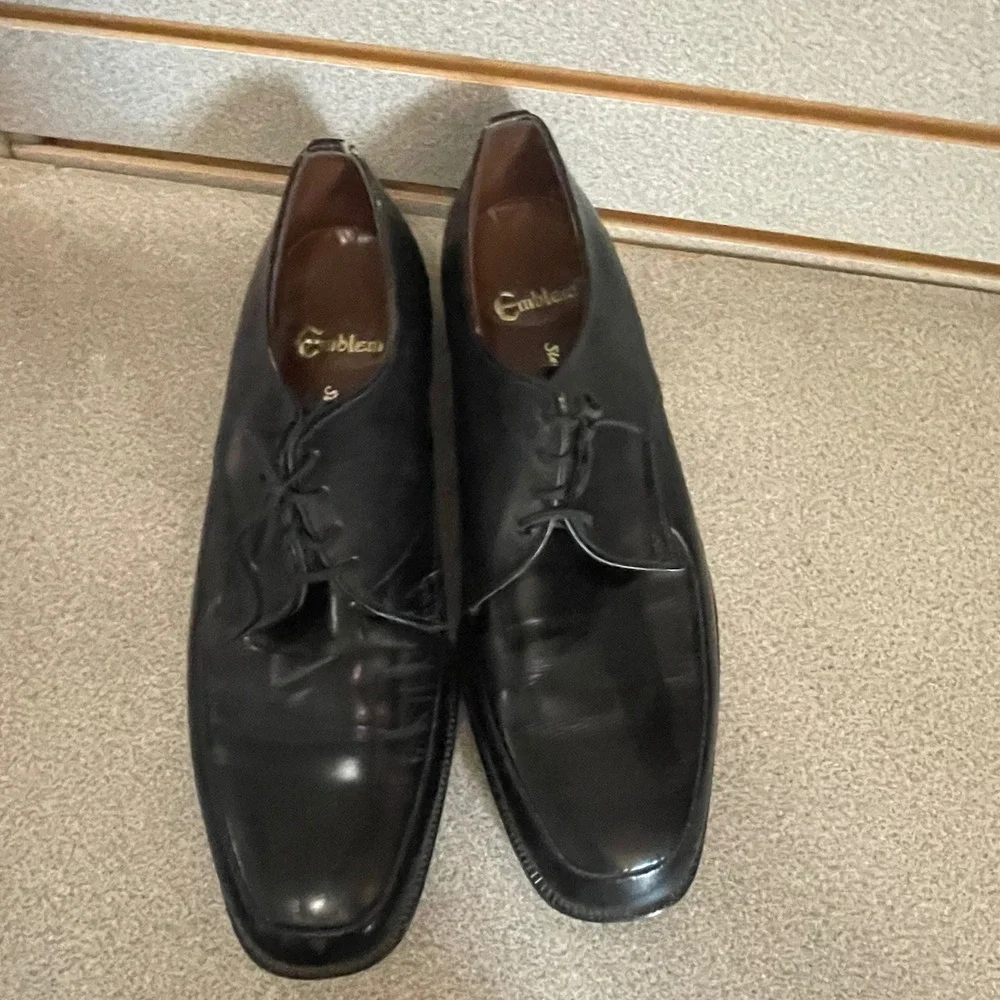 VTG Emblem‎ Mens Black Leather Apron Toe Derby Dress Shoes Steel Shank Support